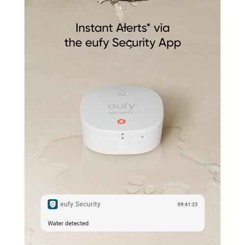 eufy Security Water and Freeze Sensor with Remote Alerts, IP65 Waterproof, 2-Year Battery Life, HomeBase Required, Compatible with HomeBase 2 and 3, Optional 24/7 Protection Service, App Control