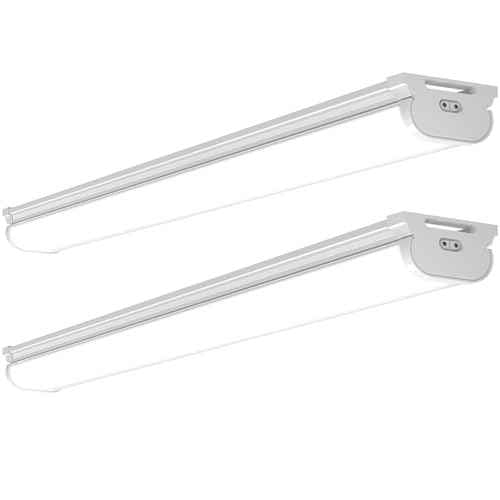 Barrina LED Shop Lights for Workshop 4FT, 5000K Daylight White, 45W, 5000LM, Hidden Wiring, Linkable 4FT Light Fixture Cord with ON/Off, Frosted Cover, LED Ceiling Light for Garage, Kitchen, 2 Packs