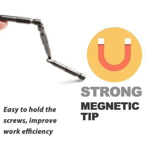 Square Head SQ2 Screwdriver Bit Set 10PCS 1/4 Inch Hex Shank 2 Inch/50 mm Length S2 Steel with Magnetic for Power Screwdriver Drill Impact Driver