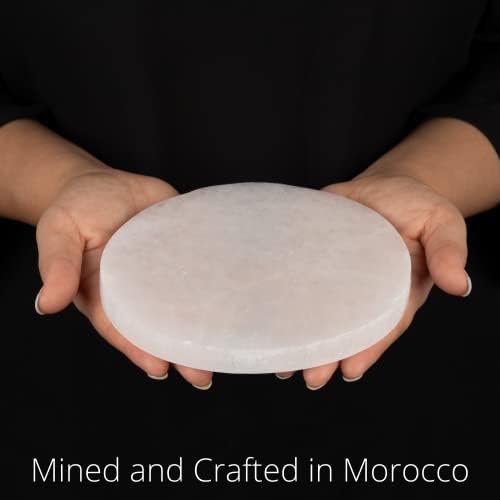 Large Selenite Charging Plate – 6” Selenite Crystal Plate – Mined & Crafted in Morocco – Ideal for Cleansing Crystals & Healing Stones, Meditation, Reiki – Protection Crystals – Spiritual Gift & Decor