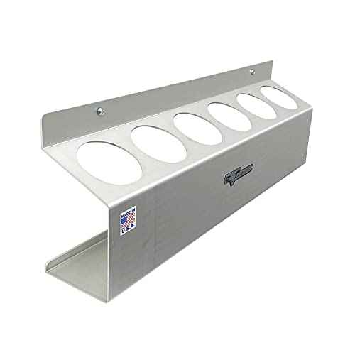 Pit Posse 302 Six Bottle Aerosol Spray Can Rack Shelf Holder 23" Caddy - Made in USA - Enclosed Race Trailer Garage Shop Storage Organizer Aluminum Storage Universal Mounting - 5 Yr Warranty (Silver)