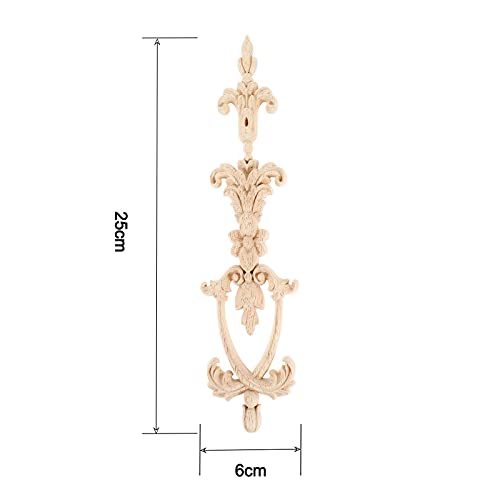 MUXSAM Long Frame Onlays Appliques, Wood Carved Decals, 2-Pack Unpaint Wooden Carving Set for Wall Door Mirror Cabinet Dresser Cupboard Headboard Wardrobe Closet Decor, 25x6cm/9.84"x2.36"