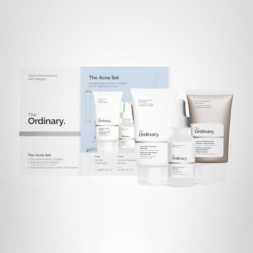 The Ordinary The Acne Set, 3-Step Skin Regimen with Glucoside Foaming Cleanser, Salicylic Acid 2% Solution, and Natural Moisturizing Factors + Beta Glucan | Skin Care Set