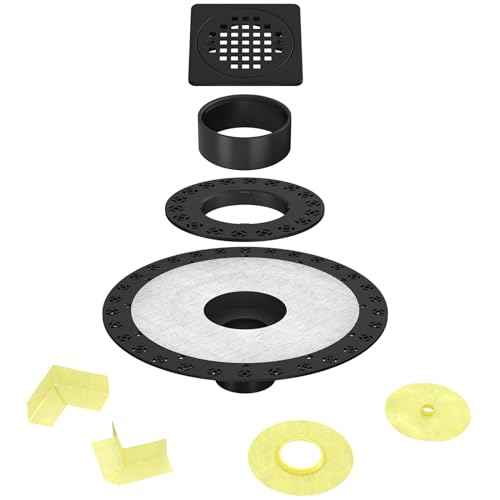 4¡± Drain Grate Kit - Compatible with Schluter Systems Kerdi Shower Drain - Shower Floor Drain Kit with Flange - SUS 304 Stainless Steel Grate & 2 Inch ABS Flange & CUPC Certification - Matte Black