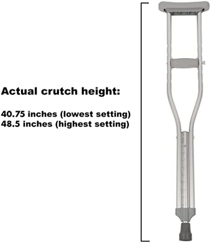 PCP Aluminum Crutches, Push Button Adjustable Height, Lightweight, 1 Pair, Junior Youth Size (4'6" to 5'2")