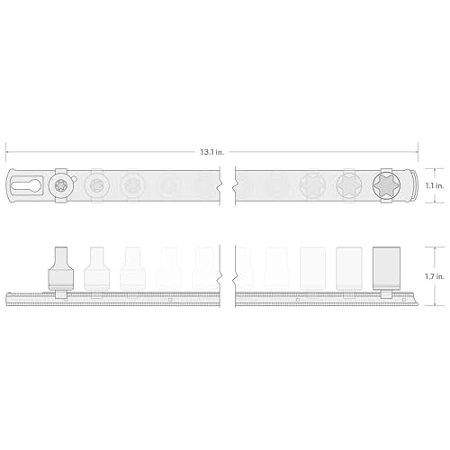 TEKTON 3/8 Inch Drive External Star Socket Set with Rail, 12-Piece (E4-E20) | SHD91117