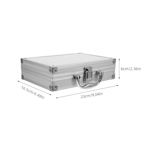 Housoutil Aluminum Alloy Carry Case, Silver Aluminum Case with Foam, Briefcase Storage Box for Instruments, Makeup, And Parts, For Professionals and Everyday Use (9.16X8.65X2.52in)