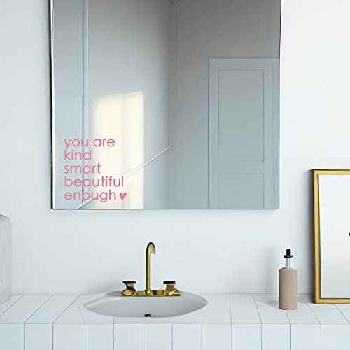 2X Self Affirmations Mirror Decal, Self Confidence, Bathroom Entryway Decal, Mirror Affirmation, Vinyl Sticker, Salon Mirror Sticker, Positive Vinyl, Set of 2 (Pink)