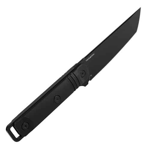 Kershaw Atreides Fixed Blade Knife, 65Mn Black Tanto Blade, Outdoor Work Knife with Sheath, Full Tang Handle