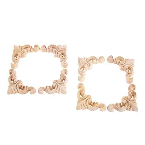 MUXSAM 8Pcs Furniture Onlay Applique Frame for Home, 4x4cm/1.57"x1.57", Unpainted Woodcarving Corner Decal Cabinet Door Wall Ceiling Dresser