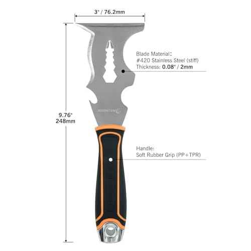 ROLLINGDOG 14-IN-1 Painter's Tool, Stainless Paint Scraper, Paint Roller Cleaner, Putty Knife, Multi-Use Painters Tool