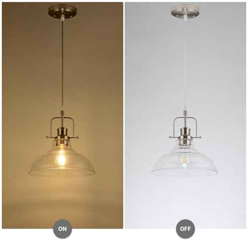 WILON Brushed Nickel Glass Pendant Lights Kitchen Island Lighting, Modern Hanging Lamp for Sink Dining Room Over Table Hallway Entryway Bar Foyer Bathroom