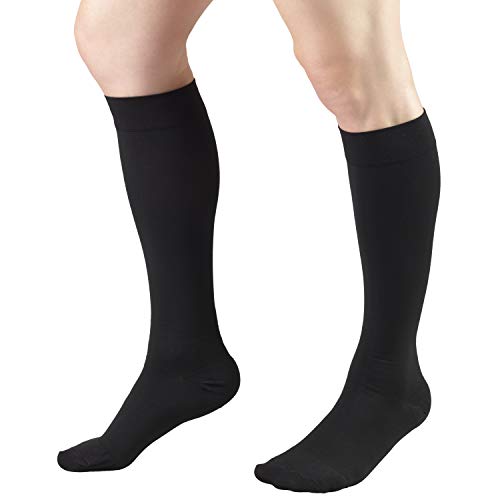 Truform 20-30 mmHg Medical Compression Stockings, Smooth Stretch Microfiber, Knee High, Closed Toe, Black, 2X-Large