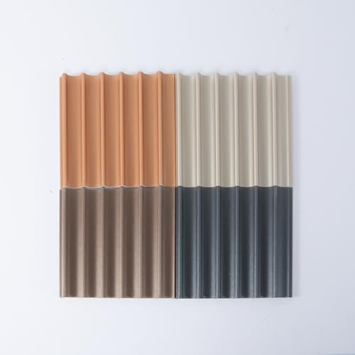 Art3dwallpanels 4 Pack Glossy Metal Finish WPC Soundproof 3D Wall Panels for Interior Wall Decor, Wavy Grain Panel Wall Slats, Sample