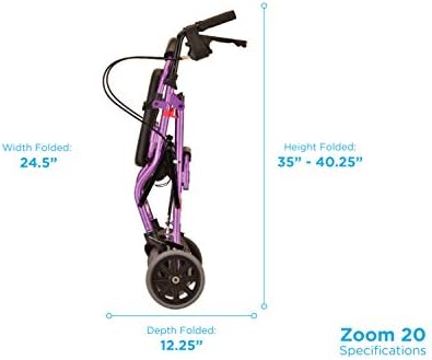 NOVA Medical Products Zoom Rollator Walker, Purple, 20 Inch