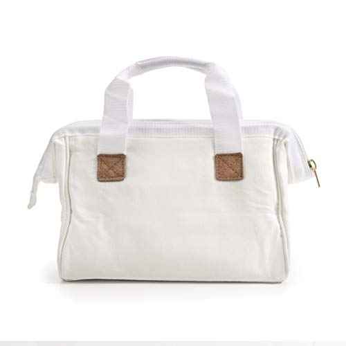 Dickies 12-Inch Durable Canvas Work Bag for Painters, Carpenters, and Builders, Heavy-Duty Zipper, Reinforced Handles, White