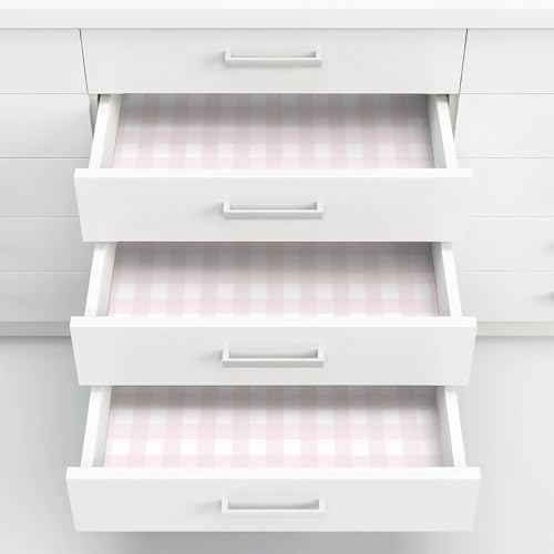 Cohoo Home Pink Plaid Peel and Stick Wallpaper Boho Plaid Contact Paper for Cabinets Pink Checkered Geinham Contact Paper Self Adhesive Removable Wallpaper Bathroom Nursery Waterproof 17.3inW 78.7inL