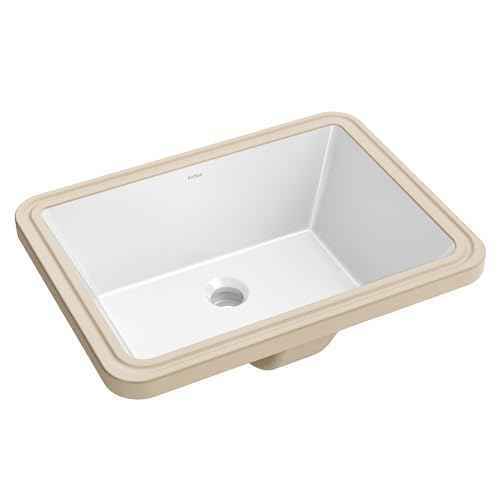 KRAUS Elavo 20.25 in. Rectangular Porcelain Ceramic Undermount Bathroom Sink in White with Overflow Drain, KCU-244