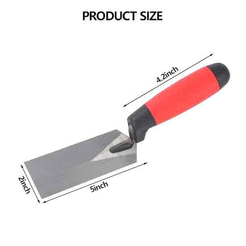 Masonry steel Margin Trowel, 5 x 2 Inches, High-Hardness Steel Blade, Ergonomic Rubber Handle