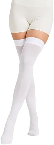 MGANG Medical 15-20 mmHg Compression Stockings for Women & Men, Pair, Thigh High Graduated Compression Socks, Closed Toe, Opaque, Support for Varicose Veins, Edema, DVT, Swelling, Flight, White 2XL