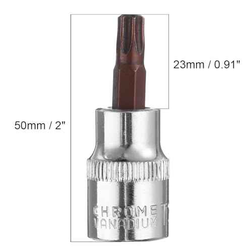 uxcell 3/8" Drive x T35 Torx Bit Socket, S2 Steel Bits, CR-V Sockets 2" Length (For Hand Use Only) 2pcs