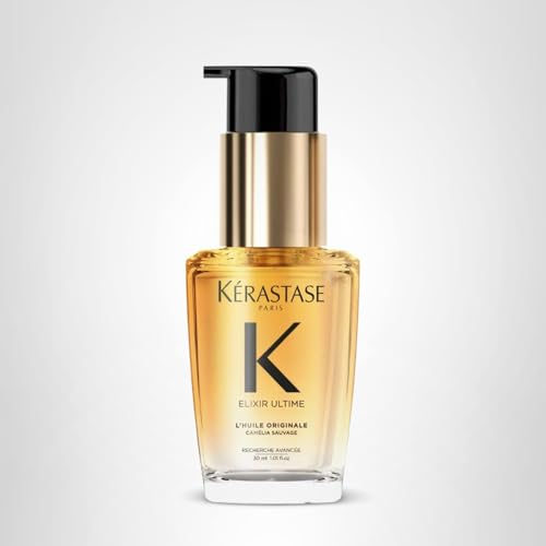 Kerastase Elixir Ultime Refillable Hair Oil - Hydrates & Smoothes Frizz, Adds Shine, With Wild Camellia, Nourishes & Strengthens Hair, 1.01 Fl Oz, Travel Size