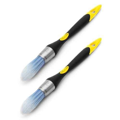 Bates- Trim Paint Brush, 0.75 Inch, 2 Pack, Ergonomic Non-Slip Handle, Synthetic Bristles, Trim Brushes for Painting, Yellow and Black
