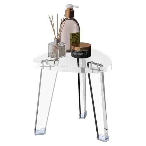 Acrylic Corner Shower Stool for Shaving Legs 11.65" D X 11.94" W X 12.2" H, Heavy Duty Shower Foot Rest, for Inside Shower, Waterproof Non-Slip