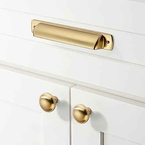khtumeware 25 Pack Drawer Pulls 1-1/4 Inch Kitchen Cabinet Knobs Solid Round Dresser Drawer Knobs Champagne Bronze Dresser Knobs Drawer Knobs Brass Cabinet Hardware for Cupboard Drawer Pulls