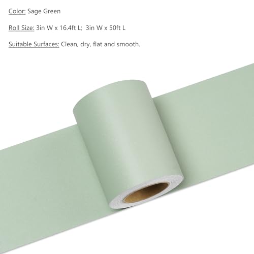 LACHEERY Light Green Wallpaper Border Peel and Stick Wall Border Trim for Walls Kid Girls Bedroom Pastel Green Bulletin Board Borders Trim for Classroom Borders Bathroom Mirror Frame Roll 3"x197"