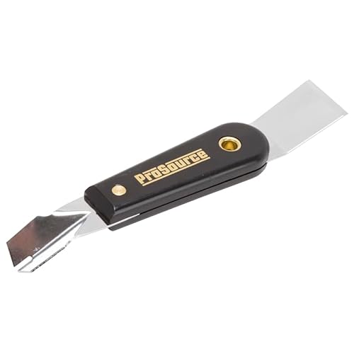 Edward Tools ProSource 2-in-1 Glazing Tool - Multi Use Tool for Scraping & Applying Push Style Glaziers Points - Polished High Carbon Steel - Solvent Proof Nylon Handle - 7 1/2" Long