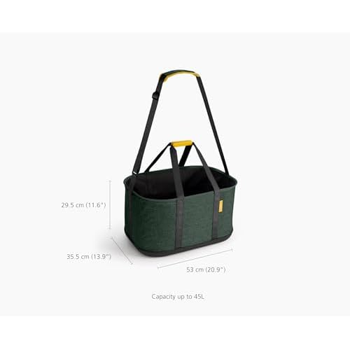 Joseph Joseph Hold-All Collapsible 45L/11.89 Gallon Outdoor Washing Laundry Basket with Shoulder Strap, Durable Fabric, Waterproof Base (Dark Green)