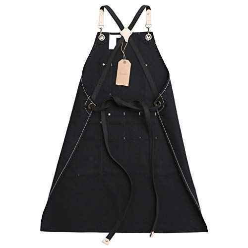 Jeanerlor Work Apron Durable Tool Aprons for Women and Men Cross-Back Straps