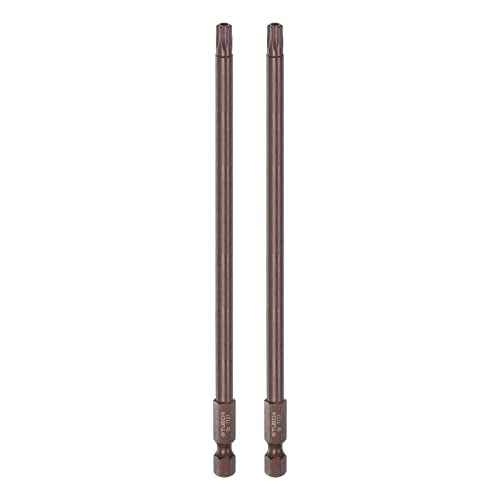 HARFINGTON 2pcs T27 Torx Bit 1/4" Hex Shank 6" Length Magnetic Security Star Screwdriver Power Tool, Red