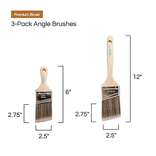 Vermeer Paint Brushes 3-Pack - 2.5" Angle Brushes for All Latex and Oil Paints & Stains - Home Improvement - Interior & Exterior Use