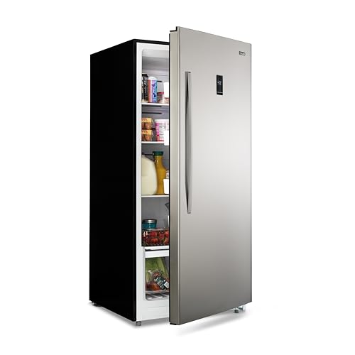 Newair Upright Freezer | 13.8 Cu. Ft., Garage-Ready Stand Up Freezer with Digital Controls, Auto Defrost, Fast Freeze Mode & LED Lighting | Stainless Steel