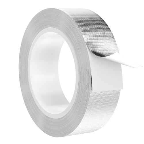 Fiberglass Aluminum Foil Tape 1 Inch x 66 Feet (5.9mil) ? Heavy Duty HVAC Metal Tape,High Temp Waterproof Insulation Adhesive for Ductwork, Furnace, Dryer Vent, AC, Pipe Sealing & Repair