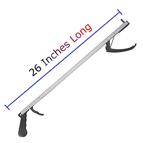Rehabilitation Advantage 26" Aluminum Reacher Grabber with Magnetic Tip and Rubberized Jaws – Lightweight, Rigid, Extra-Long Reaching Aid for Seniors, Limited Mobility, and Arthritis. 2-Pack