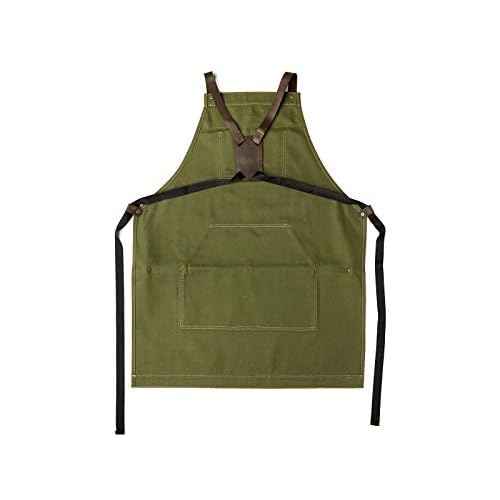 OleksynPrannyk Work Apron in Non-Waxed Canvas with Cross Straps Adjustable