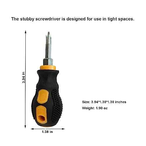 Stubby Screwdriver,3 Pieces 2 in 1 Short Small Pocket Magnetic Screwdriver With Phillips Head and Flat Head for DIY Repairing