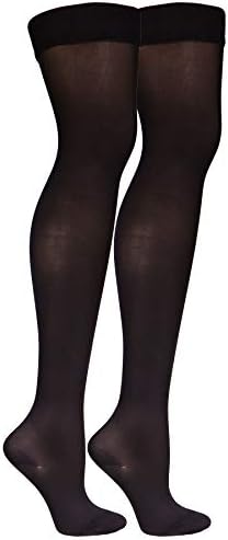 Truform Women's Compression Stockings, 20-30 mmHg, Thigh High Length, Closed Toe, Opaque, Black, X-Large