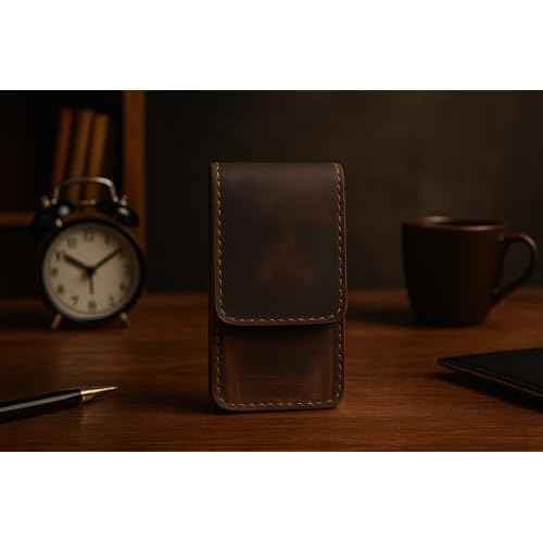 Leather Multitool Sheath for Belt EDC Belt Organizer with Magnetic Closure ? Multitool Holster Pouch Compatible for Leatherman, Gerber, Folding Tool Vertical Carry Knife Holder Dark Brown