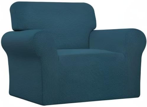 Easy-Going Stretch Oversized Chair Sofa Slipcover 1-Piece Couch Sofa Cover Furniture Protector Soft with Elastic Bottom for Kids Spandex Jacquard Fabric Small Checks Deep Teal