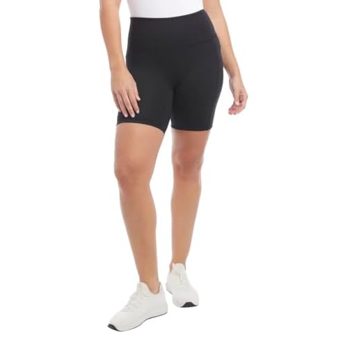 Danskin Women's High Rise Bike Shorts - Workout Shorts - Volleyball Shorts - Yoga and Dance, 2-Pack