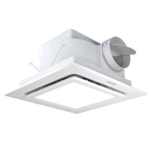 Bathroom Exhaust Fan with Light, 12 INCH, Upgraded Quiet Square Vent Fans with LED Light, 141 CFM, for Bathroom, Office, Home