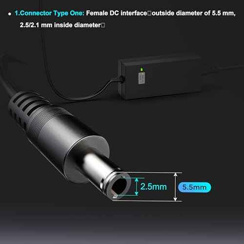 EVAPLUS UL Certified 54.6V Electric Bike Power Adapter, Fast Electric Scooter Charger for 48V Lithium Battery, DC Connector 5.5mm * 2.5mm/2.1mm