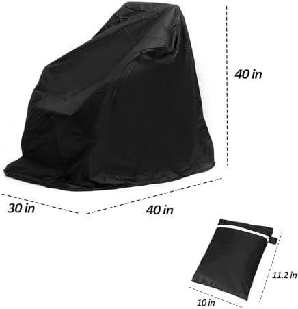 Wheelchair Cover Waterproof Electric Wheelchair Covers for Indoor and Outdoor Travel, 210D Oxford Mobility Scooter Cover for Storage, Prevent Rain Wind Dust Dirt Snow Sun 40x30x40 Inch (Black)