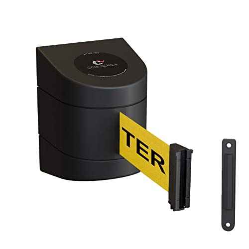 Crowd Control Warehouse - CCW Series WMB-220 Fixed Wall Mount Retractable Belt Barrier - 15 Foot, Yellow"Caution - DO NOT Enter" Black Letters Belt with Black ABS Case