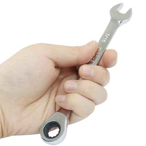 2 Pcs 7/16 Inch Ratchet Wrench Imperial Ratcheting Combination Wrench Set, 12 Point, 72 Teeth for Projects SAE Tight Spaces
