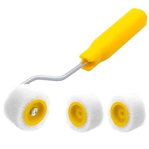 4/5 inch Mini Paint Rollers for Touch up Trim Edge or Corner, Extra Small Paint Wool Brushes, Tiny Painting Tool(1 Brush +2 Rollers)
